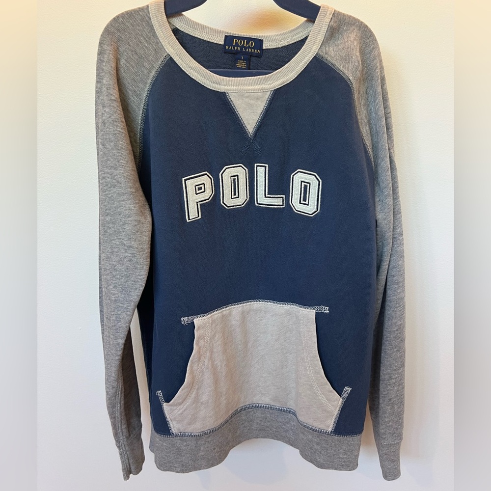 Ralph Lauren Boy’s Blue and Gray Crewneck Sweater